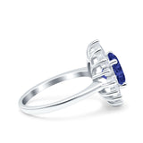 Art Deco Wedding Engagement Bridal Ring Baguette Round Simulated Cubic Zirconia 925 Sterling Silver