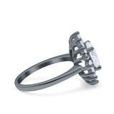 Art Deco Wedding Engagement Bridal Ring Baguette Round Simulated Cubic Zirconia 925 Sterling Silver