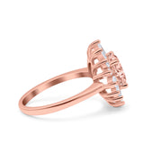 Art Deco Wedding Engagement Bridal Ring Baguette Round Simulated Cubic Zirconia 925 Sterling Silver