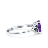 Art Deco Oval Wedding Engagement Bridal Ring Black Simulated Cubic Zirconia 925 Sterling Silver