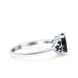 Art Deco Oval Wedding Engagement Bridal Ring Black Simulated Cubic Zirconia 925 Sterling Silver