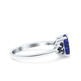 Art Deco Oval Wedding Engagement Bridal Ring Black Simulated Cubic Zirconia 925 Sterling Silver