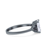 Art Deco Oval Wedding Engagement Bridal Ring Black Simulated Cubic Zirconia 925 Sterling Silver