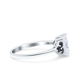 Art Deco Oval Wedding Engagement Bridal Ring Black Simulated Cubic Zirconia 925 Sterling Silver