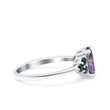 Art Deco Oval Wedding Engagement Bridal Ring Black Simulated Cubic Zirconia 925 Sterling Silver