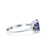 Art Deco Oval Wedding Engagement Bridal Ring Black Simulated Cubic Zirconia 925 Sterling Silver