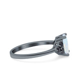 Art Deco Oval Wedding Engagement Bridal Ring Black Simulated Cubic Zirconia 925 Sterling Silver