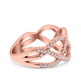 Infinity Half Eternity Petite Ring Wedding Engagement Band Round Pave Simulated Cubic Zirconia 925 Sterling Silver