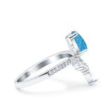 Art Deco Solitaire Accent Pear Wedding Engagement Bridal Ring Band Round Simulated Cubic Zirconia 925 Sterling Silver