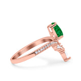 Art Deco Solitaire Accent Pear Wedding Engagement Bridal Ring Band Round Simulated Cubic Zirconia 925 Sterling Silver