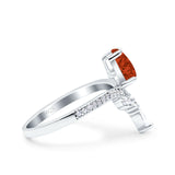 Art Deco Solitaire Accent Pear Wedding Engagement Bridal Ring Band Round Simulated Cubic Zirconia 925 Sterling Silver