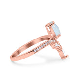 Art Deco Solitaire Accent Pear Wedding Engagement Bridal Ring Band Round Simulated Cubic Zirconia 925 Sterling Silver