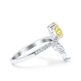Art Deco Solitaire Accent Pear Wedding Engagement Bridal Ring Band Round Simulated Cubic Zirconia 925 Sterling Silver