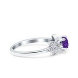 Art Deco Wedding Bridal Ring Leaf Dainty Round Simulated Cubic Zirconia 925 Sterling Silver