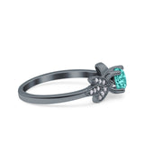 Art Deco Wedding Bridal Ring Leaf Dainty Round Simulated Cubic Zirconia 925 Sterling Silver