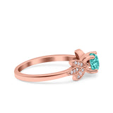 Art Deco Wedding Bridal Ring Leaf Dainty Round Simulated Cubic Zirconia 925 Sterling Silver