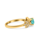 Art Deco Wedding Bridal Ring Leaf Dainty Round Simulated Cubic Zirconia 925 Sterling Silver