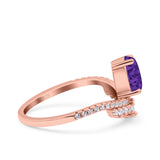 Art Deco Solitaire Accent Pear Wedding Engagement Bridal Ring Band Round Simulated Cubic Zirconia 925 Sterling Silver