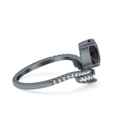 Art Deco Solitaire Accent Pear Wedding Engagement Bridal Ring Band Round Simulated Cubic Zirconia 925 Sterling Silver