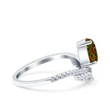 Art Deco Solitaire Accent Pear Wedding Engagement Bridal Ring Band Round Simulated Cubic Zirconia 925 Sterling Silver