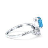 Art Deco Solitaire Accent Pear Wedding Engagement Bridal Ring Band Round Simulated Cubic Zirconia 925 Sterling Silver