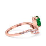 Art Deco Solitaire Accent Pear Wedding Engagement Bridal Ring Band Round Simulated Cubic Zirconia 925 Sterling Silver