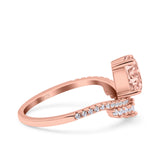 Art Deco Solitaire Accent Pear Wedding Engagement Bridal Ring Band Round Simulated Cubic Zirconia 925 Sterling Silver