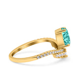 Art Deco Solitaire Accent Pear Wedding Engagement Bridal Ring Band Round Simulated Cubic Zirconia 925 Sterling Silver