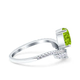 Art Deco Solitaire Accent Pear Wedding Engagement Bridal Ring Band Round Simulated Cubic Zirconia 925 Sterling Silver