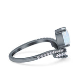 Art Deco Solitaire Accent Pear Wedding Engagement Bridal Ring Band Round Simulated Cubic Zirconia 925 Sterling Silver