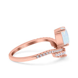 Art Deco Solitaire Accent Pear Wedding Engagement Bridal Ring Band Round Simulated Cubic Zirconia 925 Sterling Silver