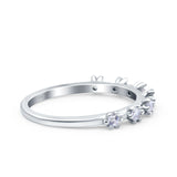 Half Eternity Ring Wedding Engagement Band Round Pave Simulated Cubic Zirconia 925 Sterling Silver