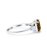 Cushion Cut Art Deco Wedding Bridal Ring Baguette Simulated Cubic Zirconia 925 Sterling Silver