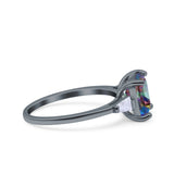 Cushion Cut Art Deco Wedding Bridal Ring Baguette Simulated Cubic Zirconia 925 Sterling Silver