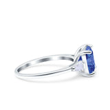 Cushion Cut Art Deco Wedding Bridal Ring Baguette Simulated Cubic Zirconia 925 Sterling Silver