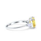 Cushion Cut Art Deco Wedding Bridal Ring Baguette Simulated Cubic Zirconia 925 Sterling Silver