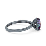 Vintage Style Art Deco Solitaire Accent Pear Wedding Engagement Ring Simulated Cubic Zirconia 925 Sterling Silver