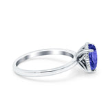 Vintage Style Art Deco Solitaire Accent Pear Wedding Engagement Ring Simulated Cubic Zirconia 925 Sterling Silver