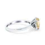 Vintage Style Art Deco Solitaire Accent Pear Wedding Engagement Ring Simulated Cubic Zirconia 925 Sterling Silver