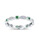 Full Eternity Stackable Ring Wedding Band Round Simulated Cubic Zirconia 925 Sterling Silver (3mm)