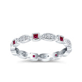 Full Eternity Stackable Ring Wedding Band Round Simulated Cubic Zirconia 925 Sterling Silver (3mm)