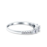 Simple Band Wedding Ring Baguette Round Simulated Cubic Zirconia 925 Sterling Silver (6mm)