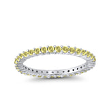 Full Eternity Wedding Band Round Simulated CZ Ring 925 Sterling Silver