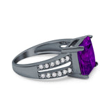 Princess Cut Art Deco Engagement Ring Simulated Cubic Zirconia 925 Sterling Silver