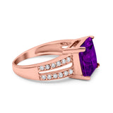 Princess Cut Art Deco Engagement Ring Simulated Cubic Zirconia 925 Sterling Silver