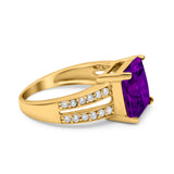 Princess Cut Art Deco Engagement Ring Simulated Cubic Zirconia 925 Sterling Silver