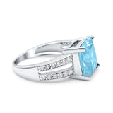 Princess Cut Art Deco Engagement Ring Simulated Cubic Zirconia 925 Sterling Silver