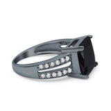 Princess Cut Art Deco Engagement Ring Simulated Cubic Zirconia 925 Sterling Silver