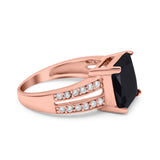 Princess Cut Art Deco Engagement Ring Simulated Cubic Zirconia 925 Sterling Silver