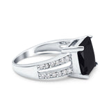 Princess Cut Art Deco Engagement Ring Simulated Cubic Zirconia 925 Sterling Silver